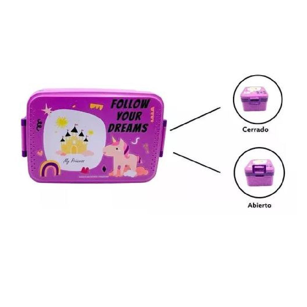 SET LONCHERA FIAMBRERA BOTELLA P/ NIÑOS (AS) DISEÑO INFANTIL COLOR VIOLETA - 6