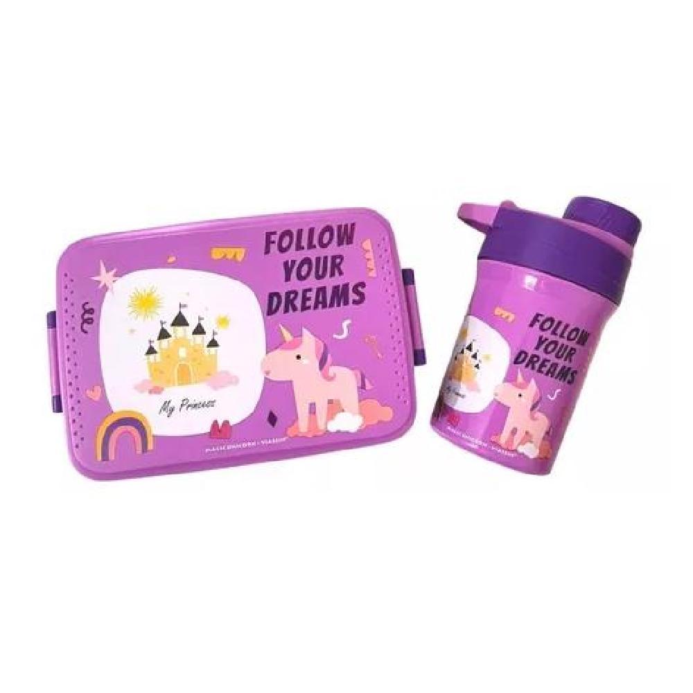 SET LONCHERA FIAMBRERA BOTELLA P/ NIÑOS (AS) DISEÑO INFANTIL COLOR VIOLETA - 7