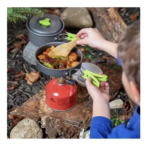 SET OLLAS CAMPING 10 PIEZAS CON COCINILLA Y CUBIERTOS - 4