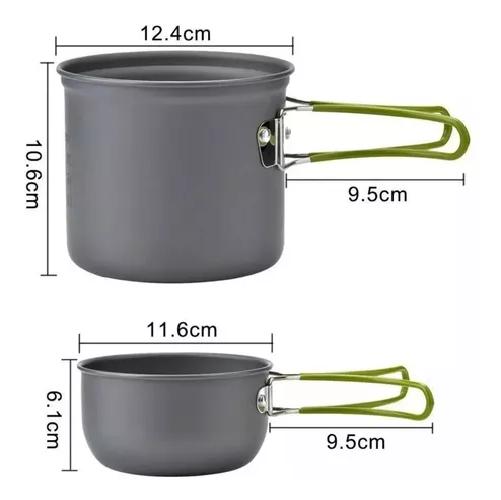 SET OLLAS CAMPING 10 PIEZAS CON COCINILLA Y CUBIERTOS - 6