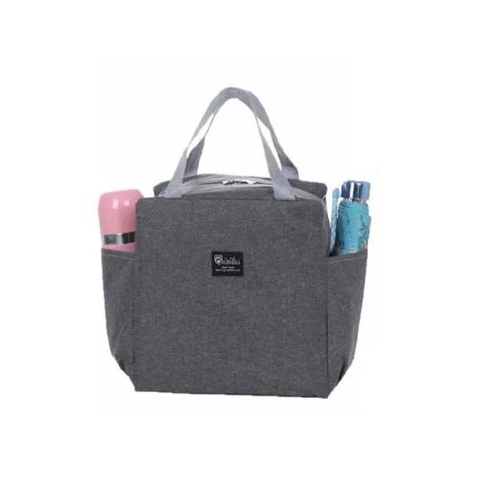 LONCHERA BOLSO TÉRMICO PORTÁTIL PARA ALMUERZO LUNCH 25X25CM COLOR GRIS - 1