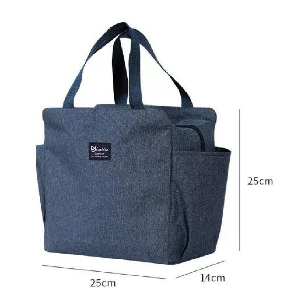 LONCHERA BOLSO TÉRMICO PORTÁTIL PARA ALMUERZO LUNCH 25X25CM COLOR GRIS - 3