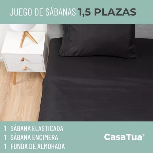 SÁBANAS 1.5 PLAZAS MICROFIBRA NEGRO BORDADA 1800 ULTRA SUAVE + FUNDA - 2