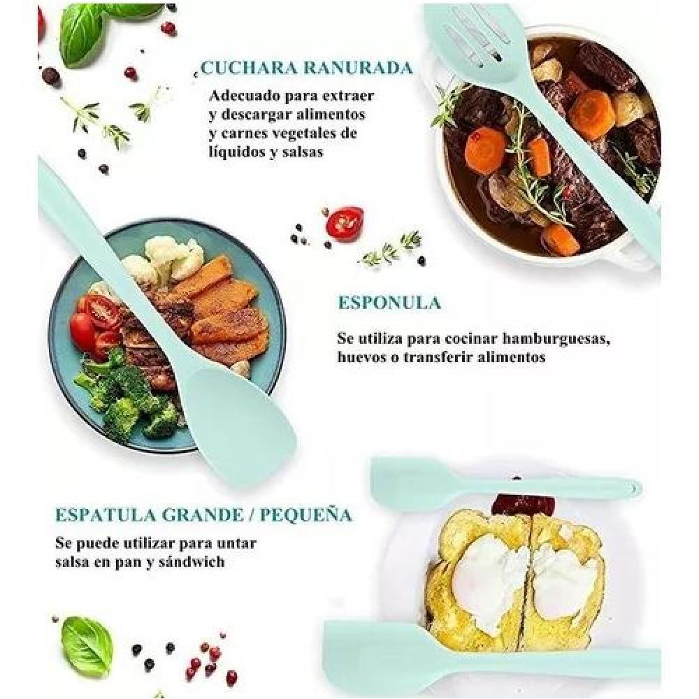 SET 12 UTENSILIOS COCINA MANGO SILICONA Y MADERA REPOSTERÍA - 4