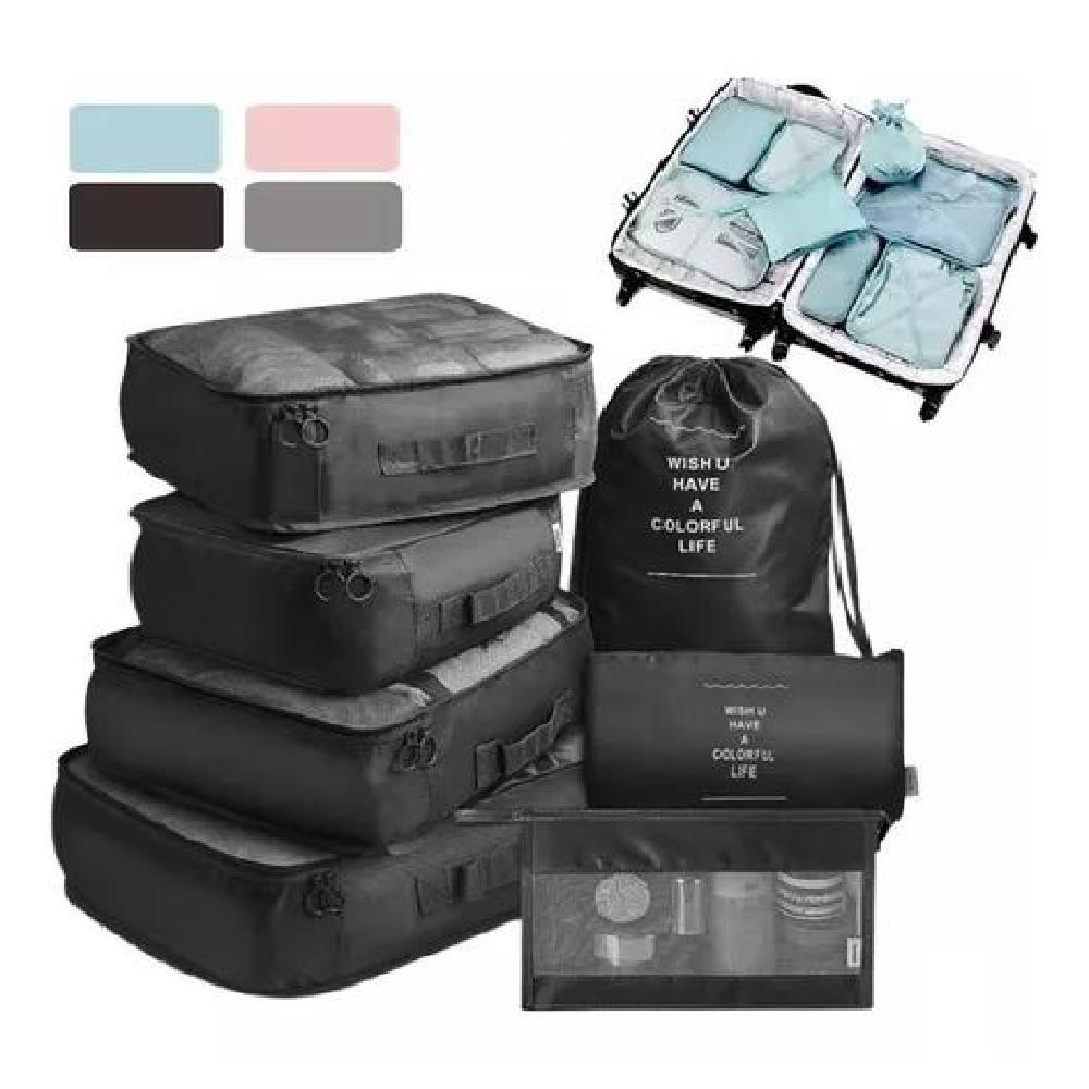 SET 7 ORGANIZADORES EQUIPAJE COLOR NEGRO ACERO - 1