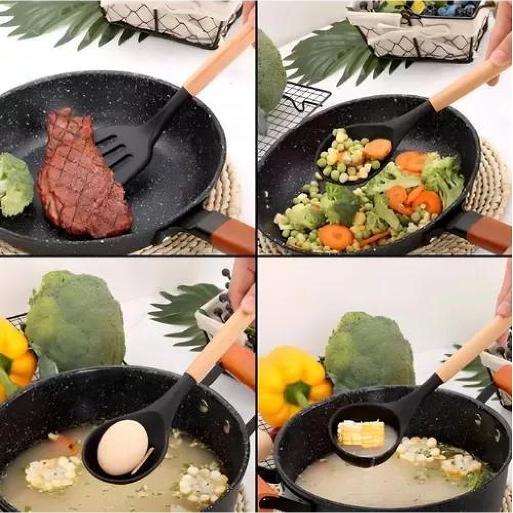 PLUS GOURMET 1073 SET UTENSILIOS COCINA INICIAL SILICONA MADERA - 7