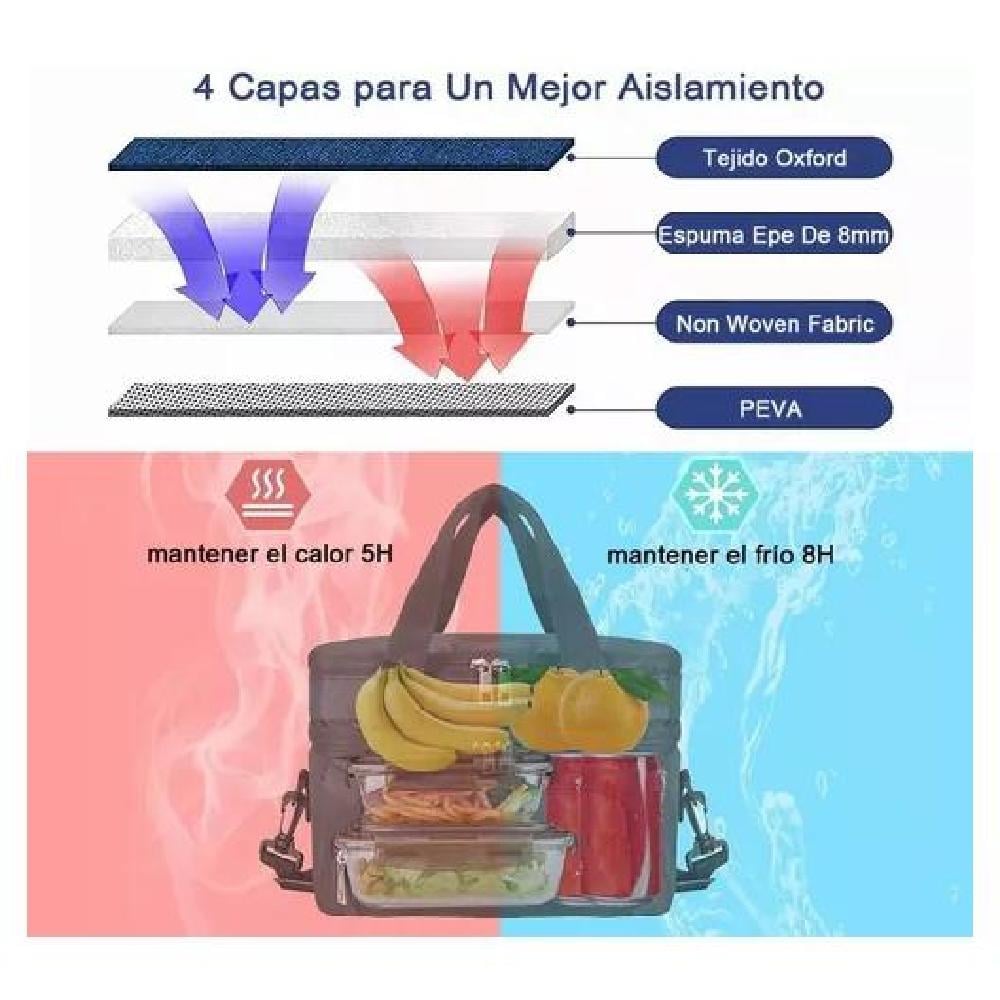 LONCHERAS ESCOLARE IMPERMEABLE 10LGRAN CAPACIDAD Y BANDOLERA - 5