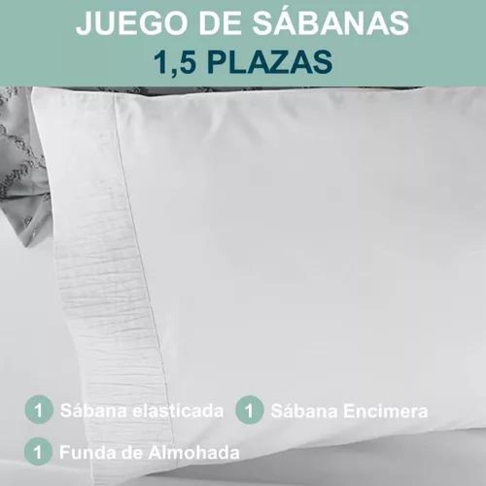 SÁBANAS 1.5 PLAZAS 300 HILOS MICROFIBRA BLANCO +FUNDA ALMOHADA - 3
