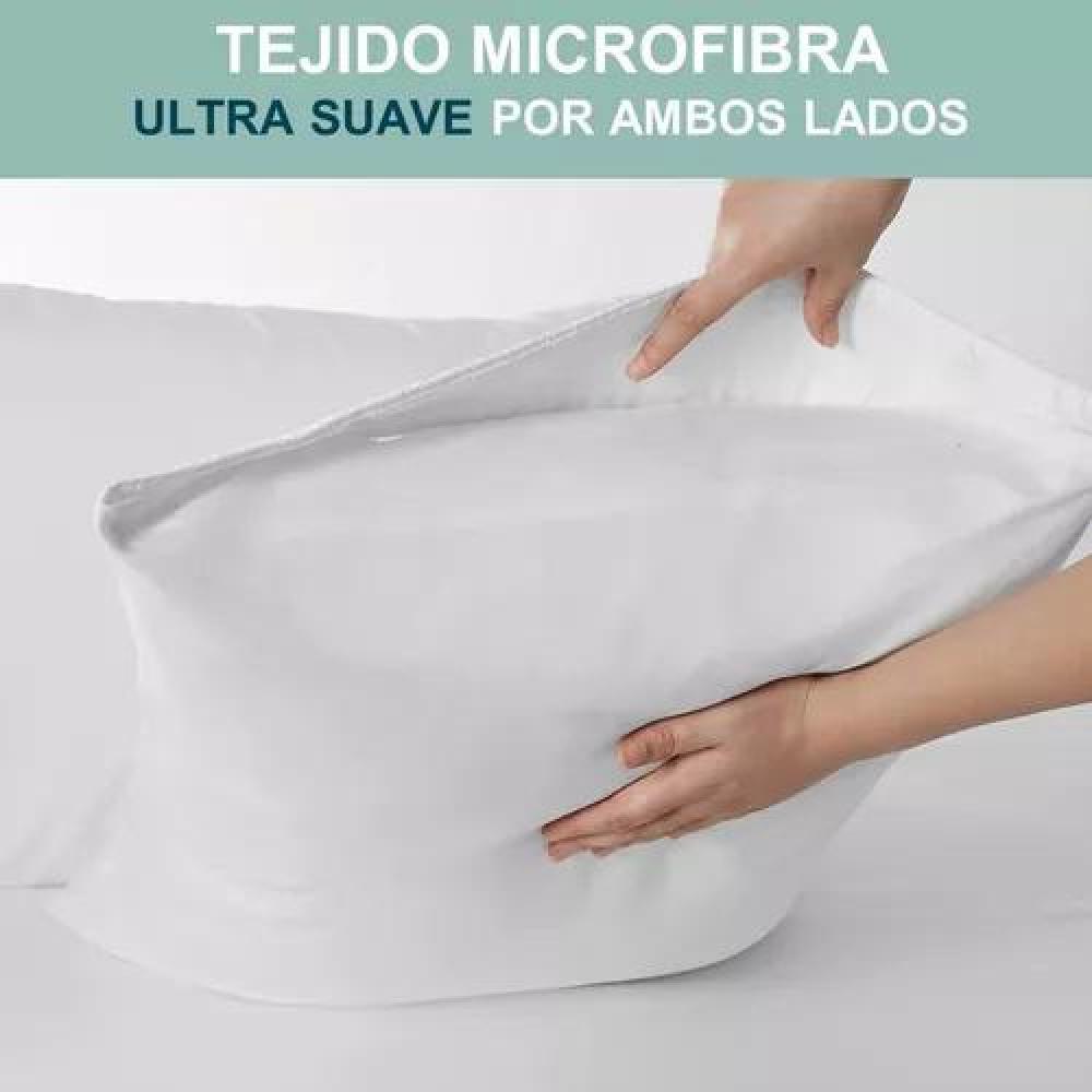 SÁBANAS 1.5 PLAZAS 300 HILOS MICROFIBRA BLANCO +FUNDA ALMOHADA - 5