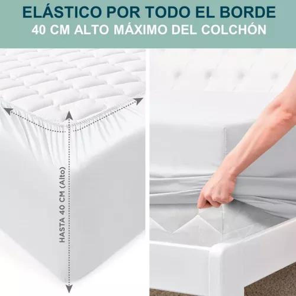 SÁBANAS 1.5 PLAZAS 300 HILOS MICROFIBRA BLANCO +FUNDA ALMOHADA - 7