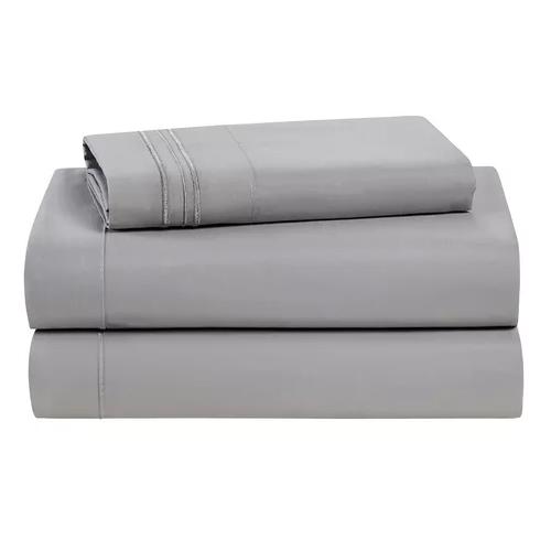 SÁBANAS 1.5 PLAZAS MICROFIBRA GRIS BORDADA 1800 ULTRA SUAVE + FUNDA - 4