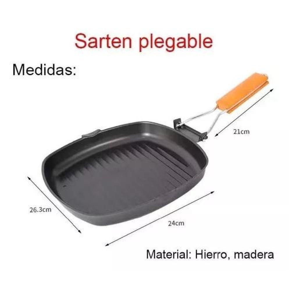 SARTEN PLEGABLE PARA CAMPING PORTATIL VIAJERO BUENA CALIDAD - 2
