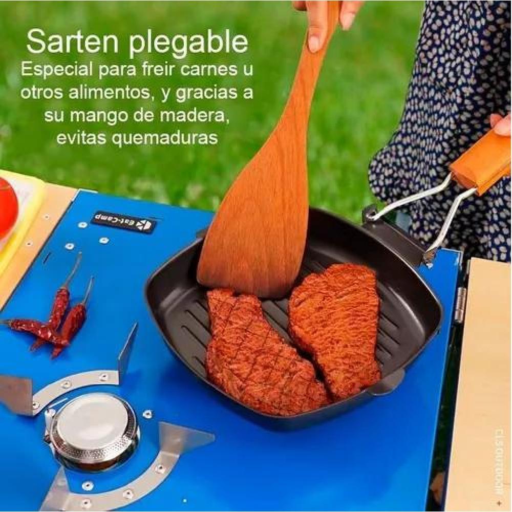 SARTEN PLEGABLE PARA CAMPING PORTATIL VIAJERO BUENA CALIDAD - 4