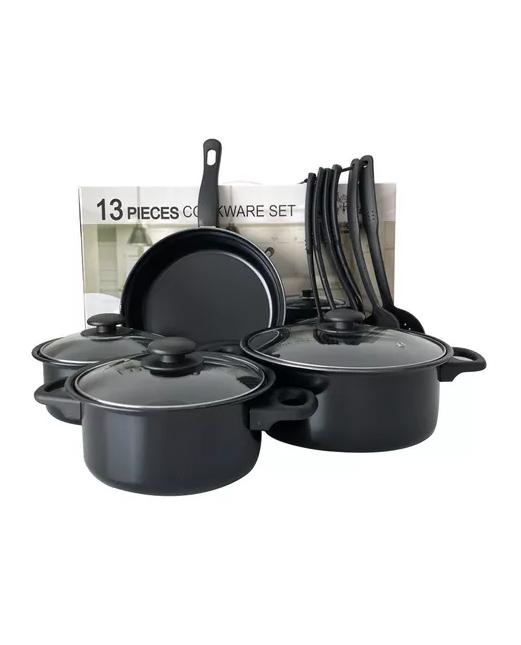 SET DE BATERÍA 13 PCS ANTIADHERENTE ROYAL MARK OLLAS SARTÉN COLOR NEGRO - 6