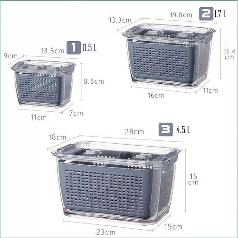 ORGANIZADOR REFRIGERADOR COCINA SET DE 3 CONTENEDORES TAPA - 2
