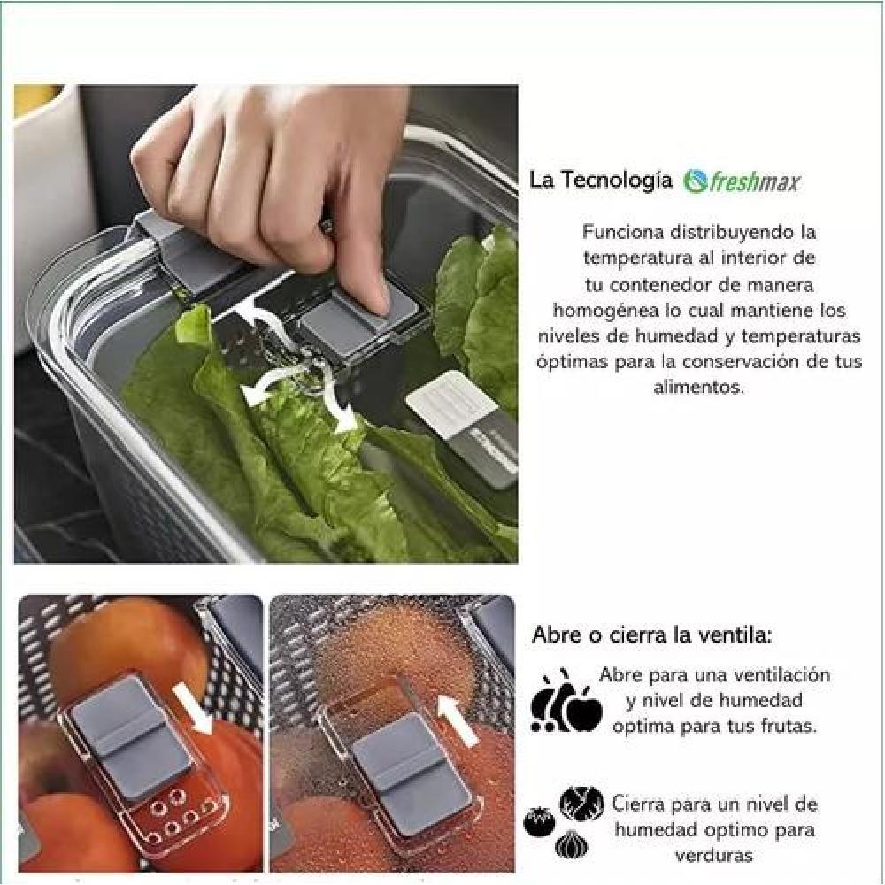 ORGANIZADOR REFRIGERADOR COCINA SET DE 3 CONTENEDORES TAPA - 4