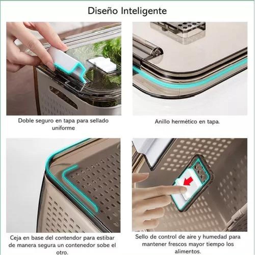 ORGANIZADOR REFRIGERADOR COCINA SET DE 3 CONTENEDORES TAPA - 5
