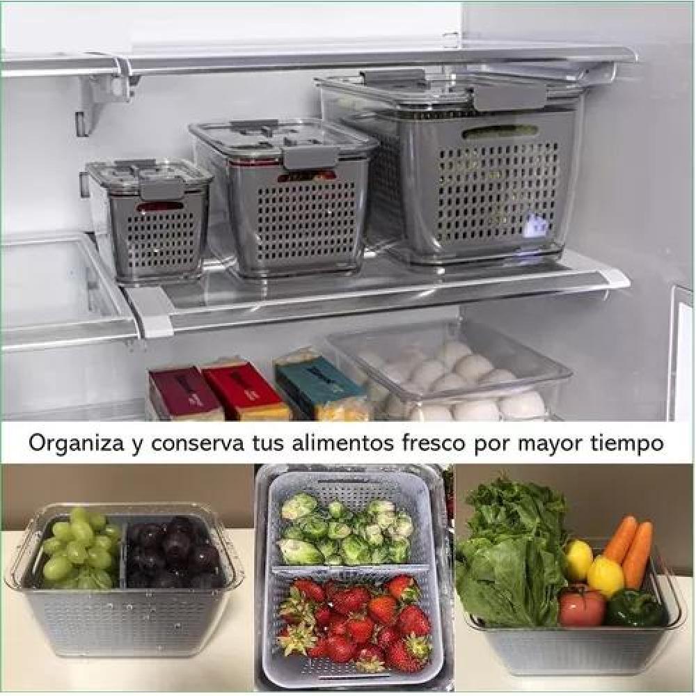 ORGANIZADOR REFRIGERADOR COCINA SET DE 3 CONTENEDORES TAPA - 6