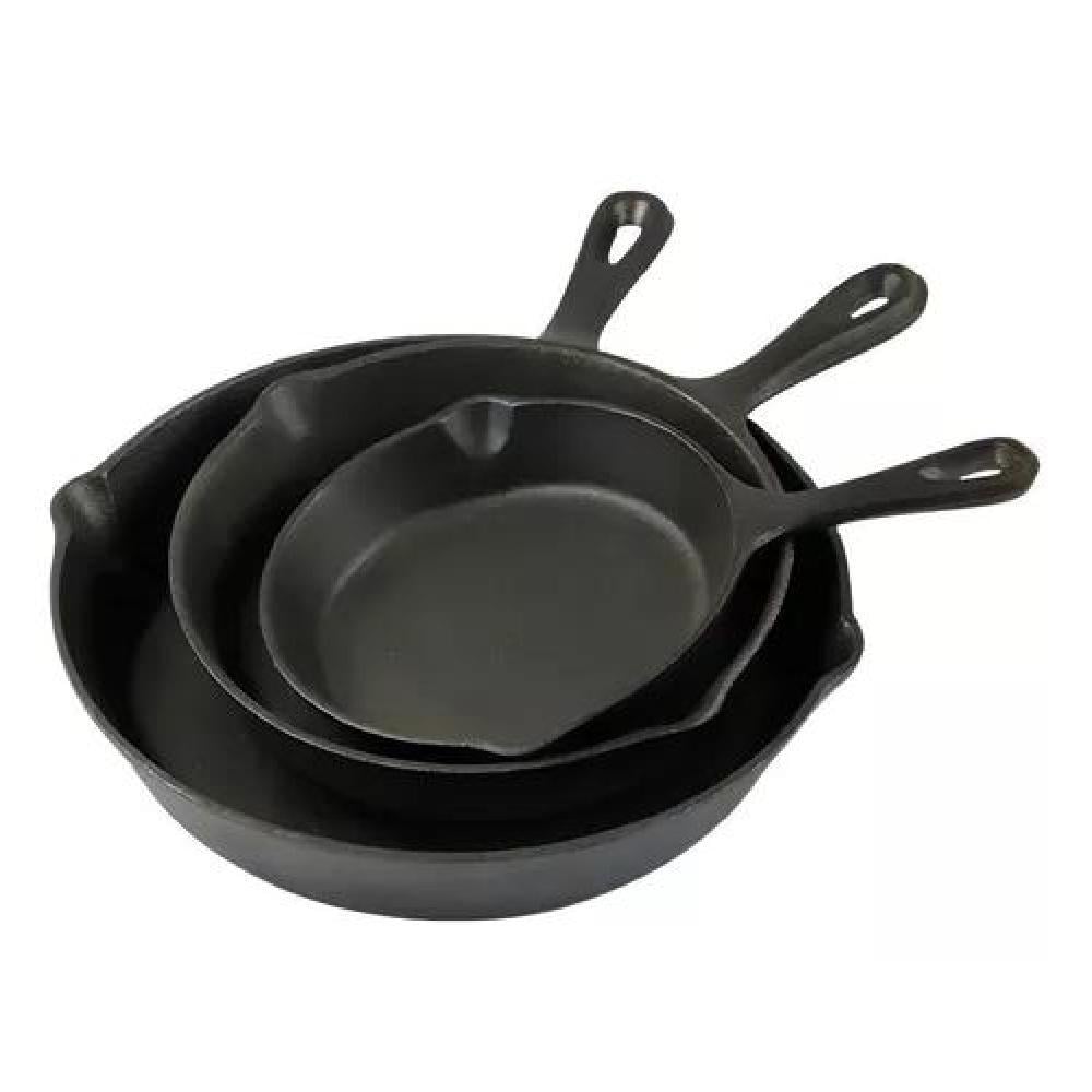 SARTENES DE HIERRO FUNDIDO JUEGO DE SARTENES 3 PIEZAS CUKIN NEGRO - 1