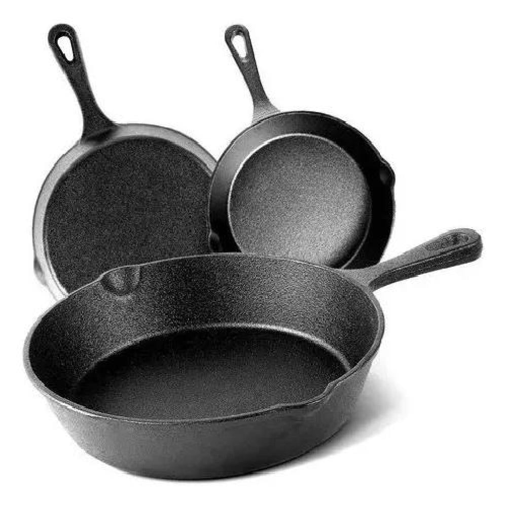 SARTENES DE HIERRO FUNDIDO JUEGO DE SARTENES 3 PIEZAS CUKIN NEGRO - 2