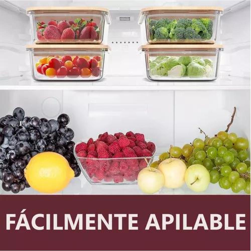 PACK4 CONTENEDOR FRASCO VIDRIO BAMBU TRANSPARENTE RECIPIENTE - 4