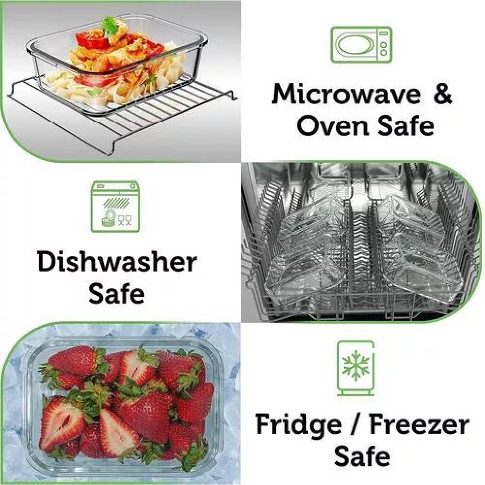 PACK4 CONTENEDOR FRASCO VIDRIO BAMBU TRANSPARENTE RECIPIENTE - 5