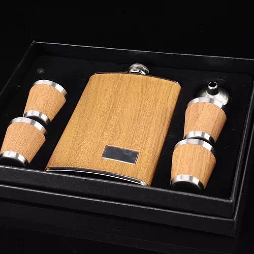 SET PETACA 9 OZ WHISKY INOXIDABLE ANTIFUGAS + 4 VASOS - 3