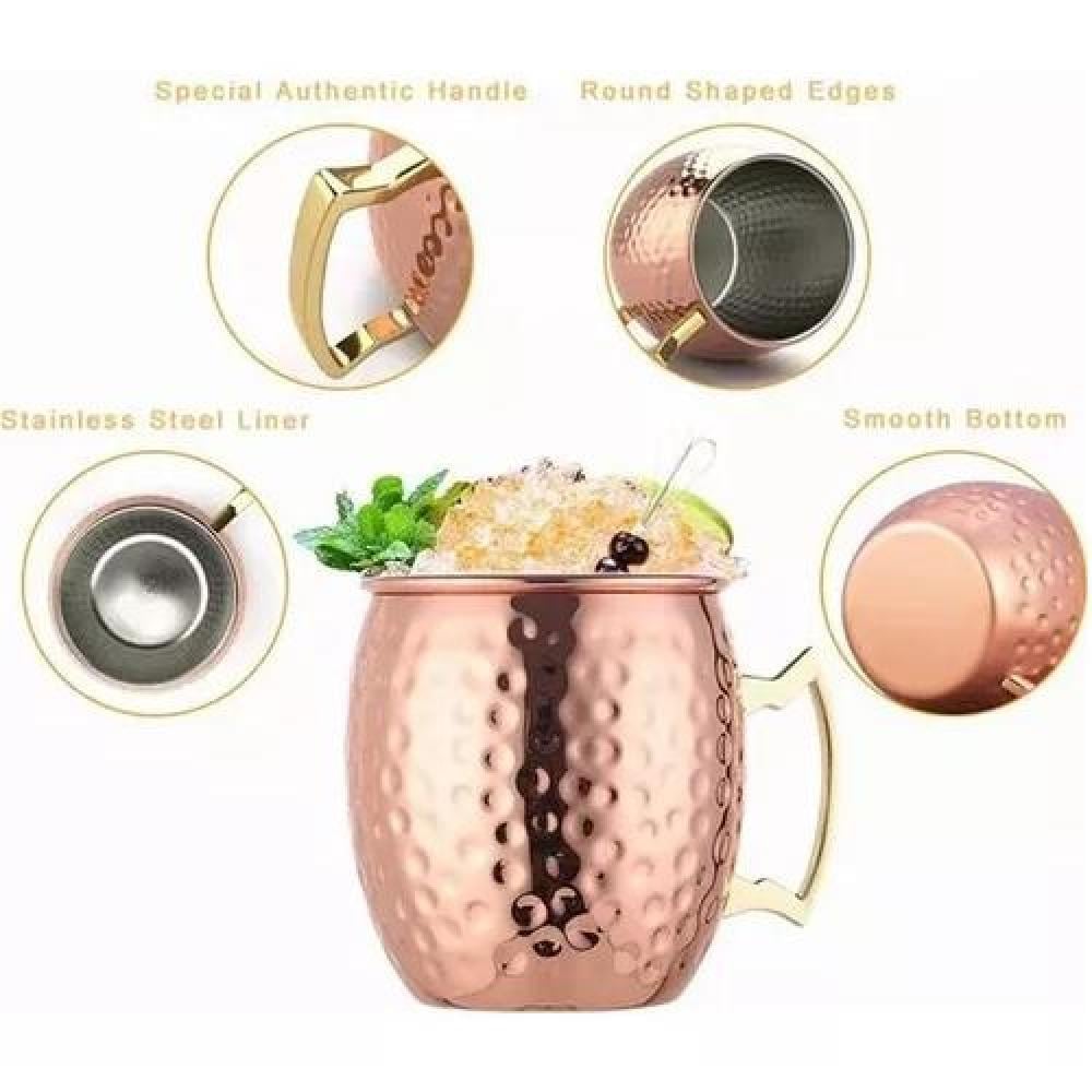 SET DE 2 MUGS DE COBRE TRAGOS MOSCOW MULE MOJITO - 5