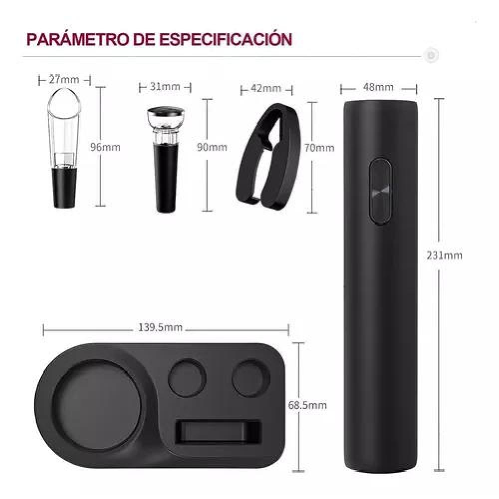 SACACORCHO DESCORCHADOR DE VINO ELÉCTRICO A BATERÍA NEGRO - 2