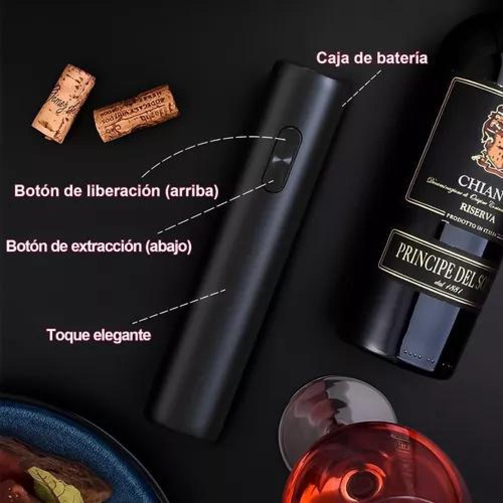 SACACORCHO DESCORCHADOR DE VINO ELÉCTRICO A BATERÍA NEGRO - 3