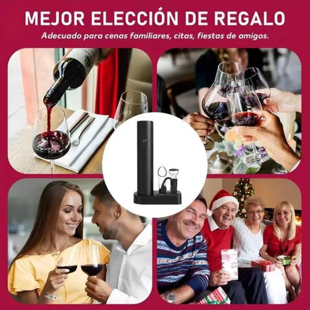 SACACORCHO DESCORCHADOR DE VINO ELÉCTRICO A BATERÍA NEGRO - 6