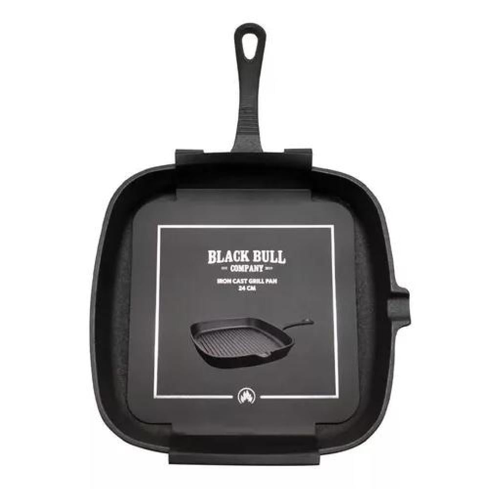 SARTÉN GRILL PAN HIERRO FUNDIDO 24CM BLACK BULL COLOR NEGRO - 1