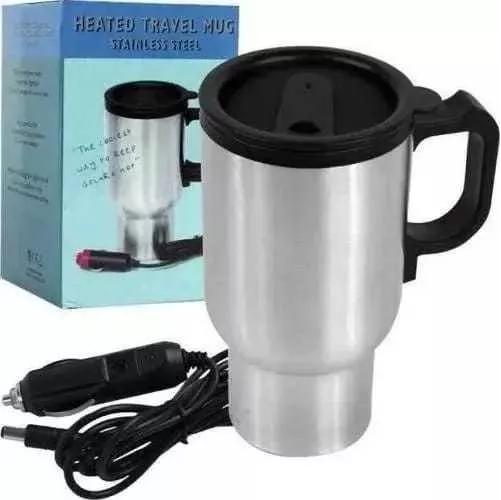 VASO 480ML TÉRMICO AUTO ACERO TAZÓN MUG 12V ELÉCTRICO 73702. COLOR GRIS VASO TERMICO 12V - 1