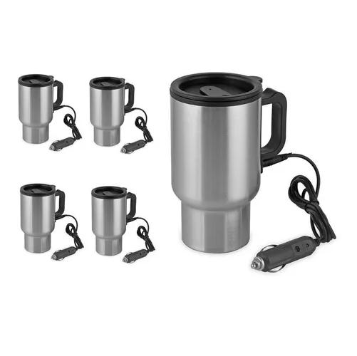 VASO 480ML TÉRMICO AUTO ACERO TAZÓN MUG 12V ELÉCTRICO 73702. COLOR GRIS VASO TERMICO 12V - 5