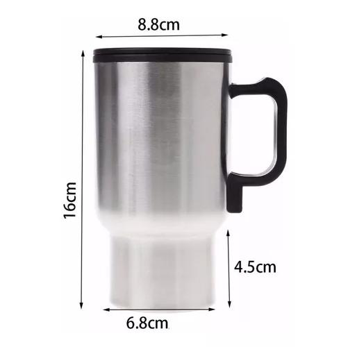 VASO 480ML TÉRMICO AUTO ACERO TAZÓN MUG 12V ELÉCTRICO 73702. COLOR GRIS VASO TERMICO 12V - 6
