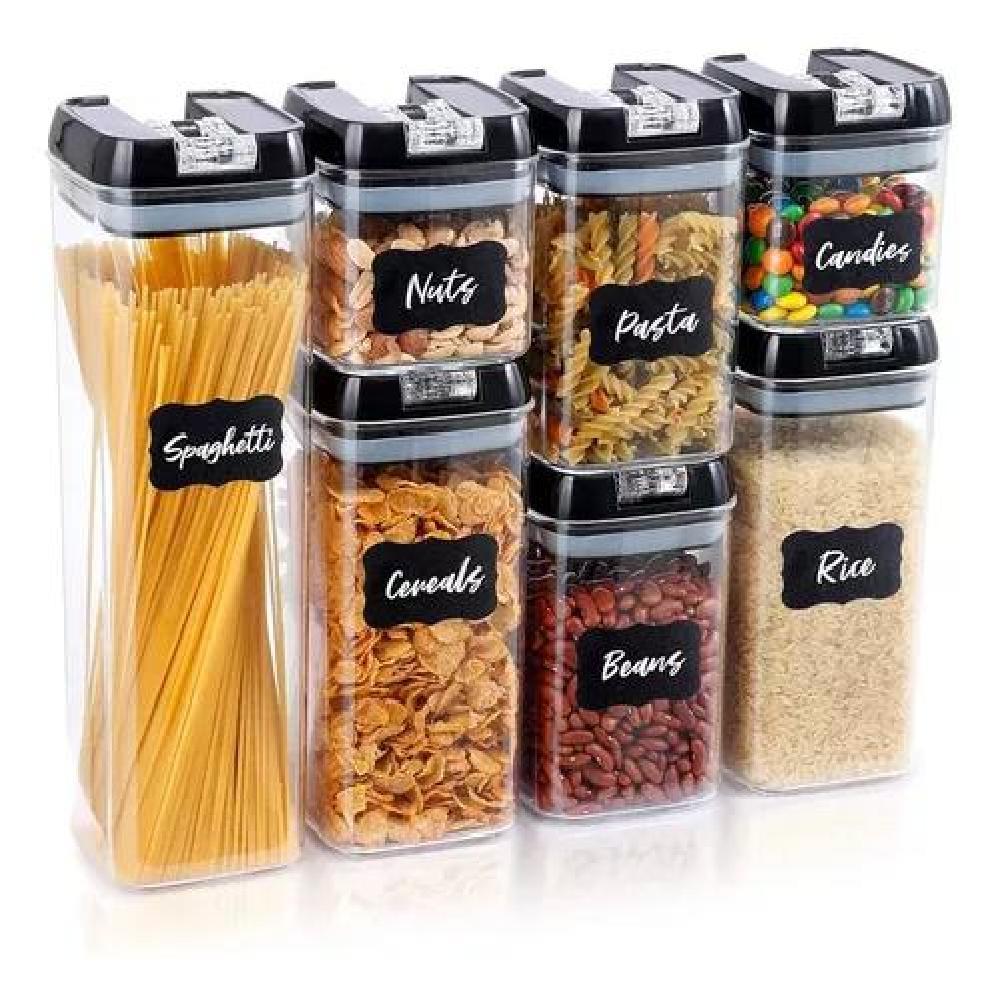 SET DE 7 CONTENEDORES HERMETICOS DE PLASTICO COCINA DESPENSA - 2