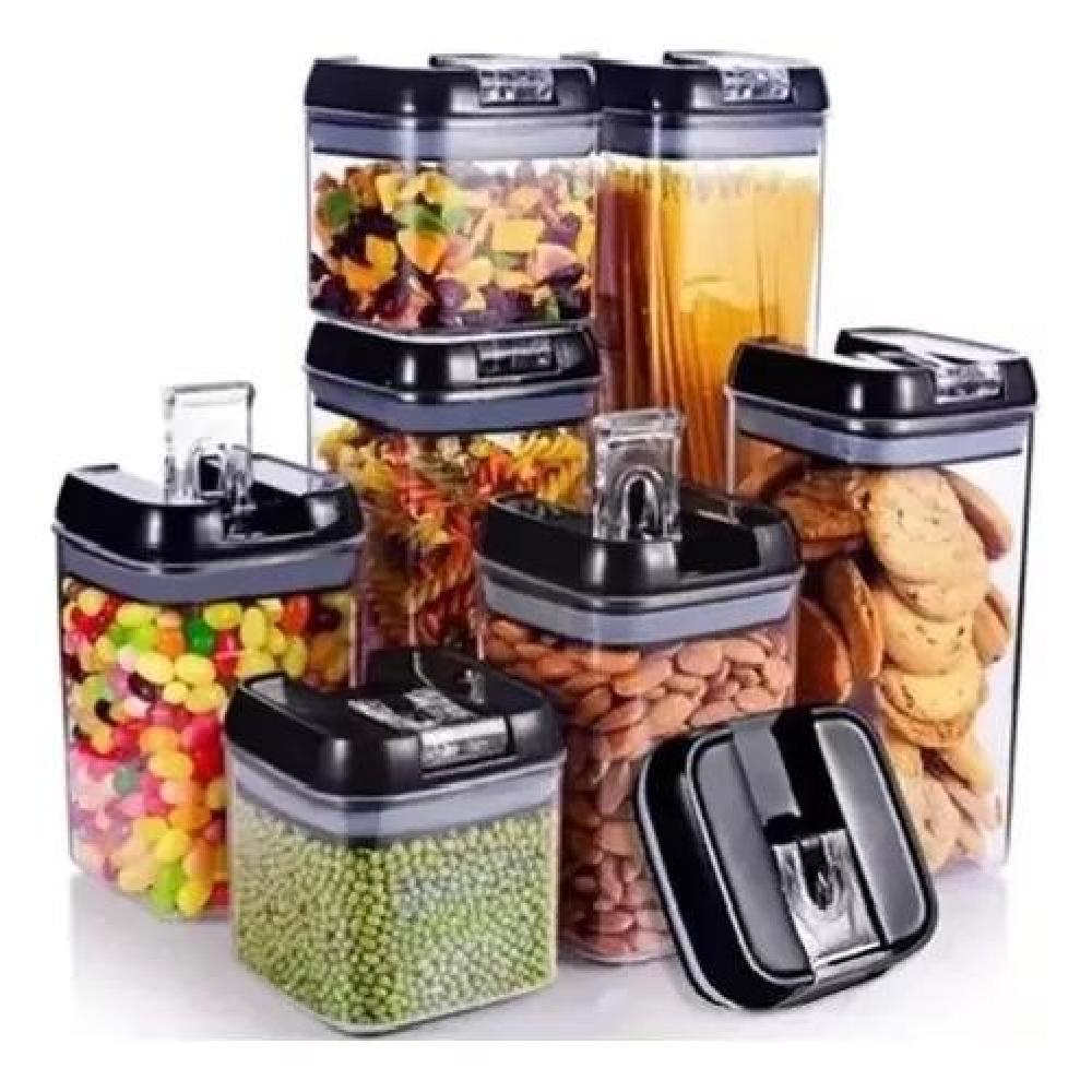 SET DE 7 CONTENEDORES HERMETICOS DE PLASTICO COCINA DESPENSA - 3
