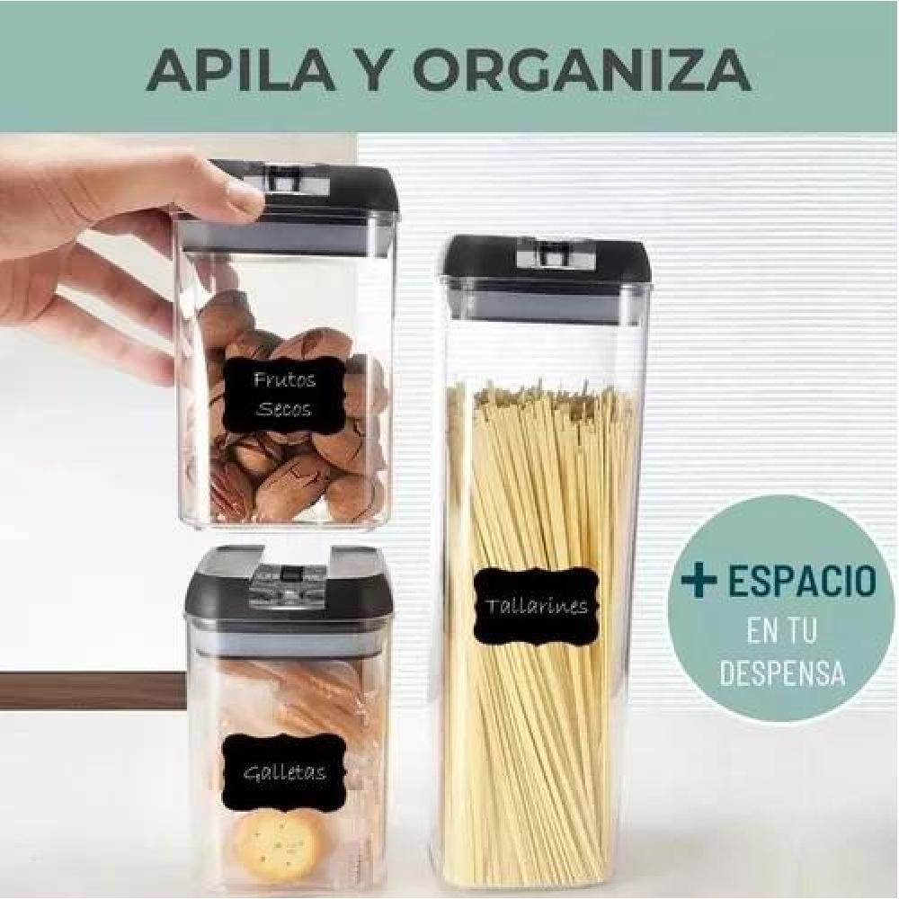 SET DE 7 CONTENEDORES HERMETICOS DE PLASTICO COCINA DESPENSA - 6