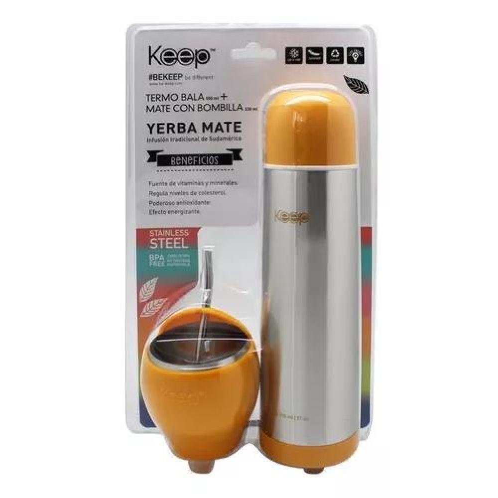 SET MATE Y TERMO BALA KEEP COLOR NARANJA - 1