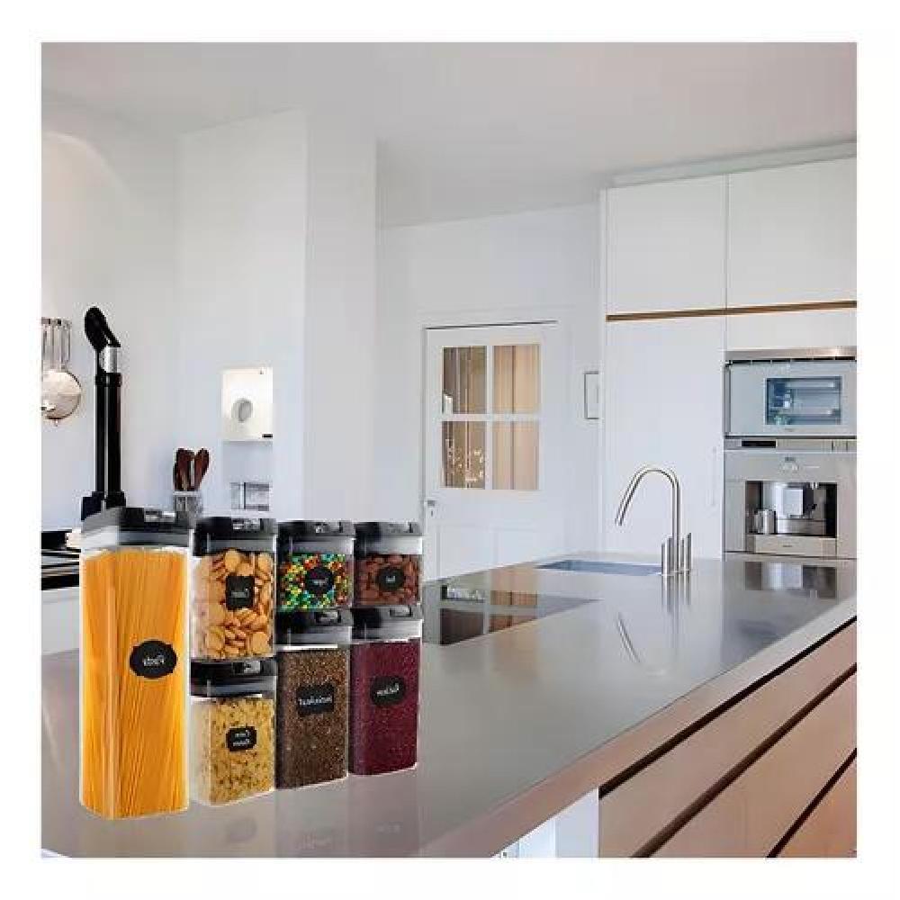 SET DE 7 CONTENEDORES HERMETICOS DE PLASTICO COCINA DESPENSA NEGRO - 7