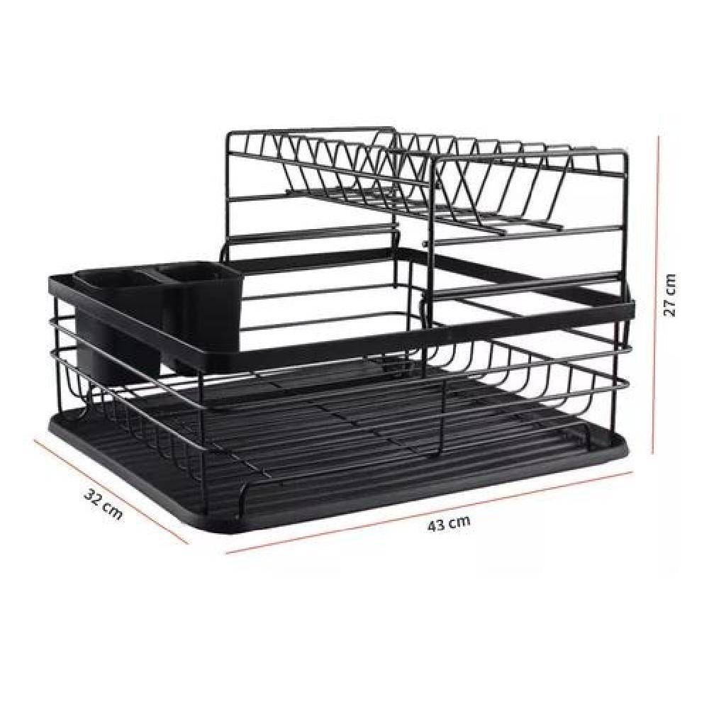 SIMPLIT ESCURRIDOR SECAPLATOS 2 NIVELES ACERO INOX COLOR NEGRO - 1