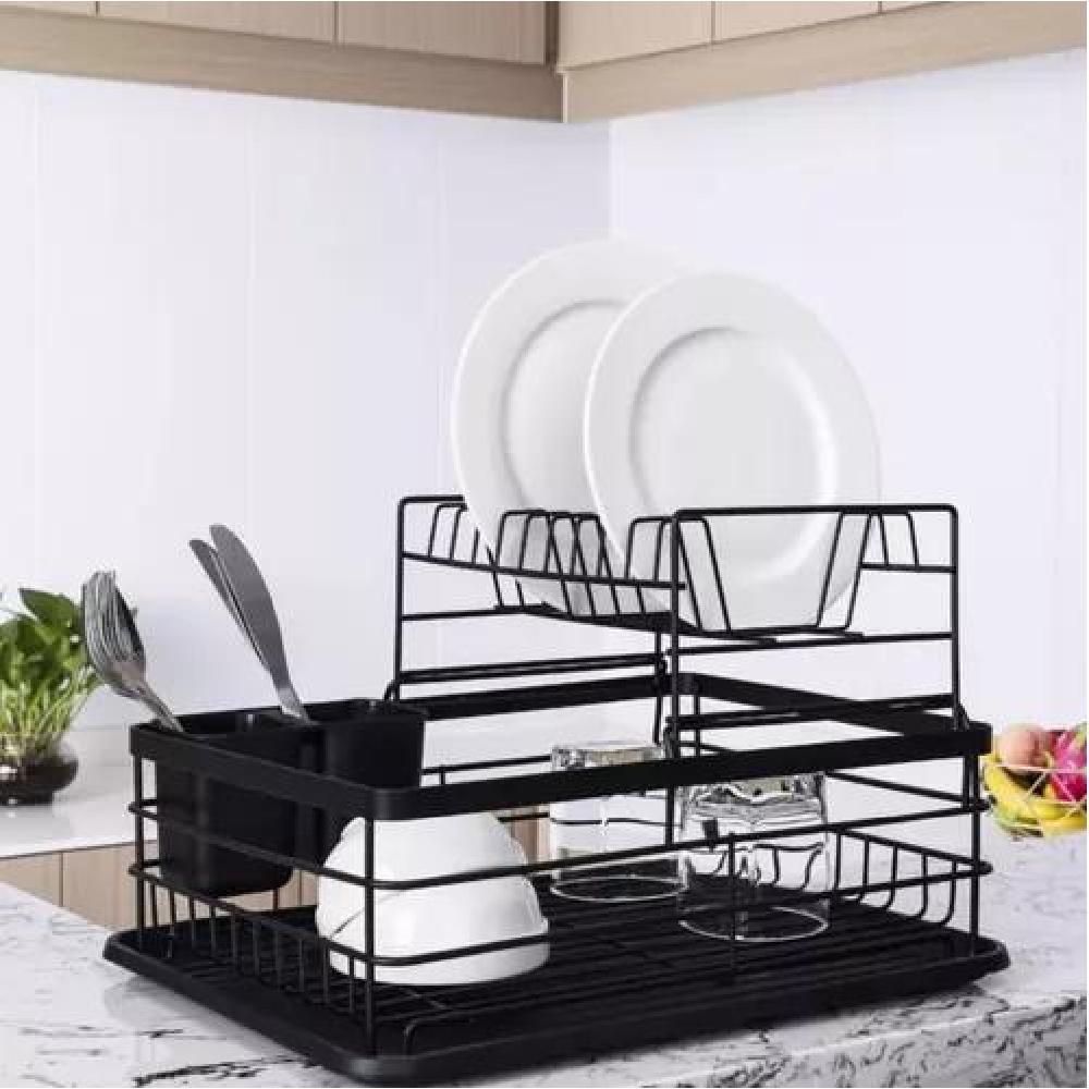 SIMPLIT ESCURRIDOR SECAPLATOS 2 NIVELES ACERO INOX COLOR NEGRO - 4