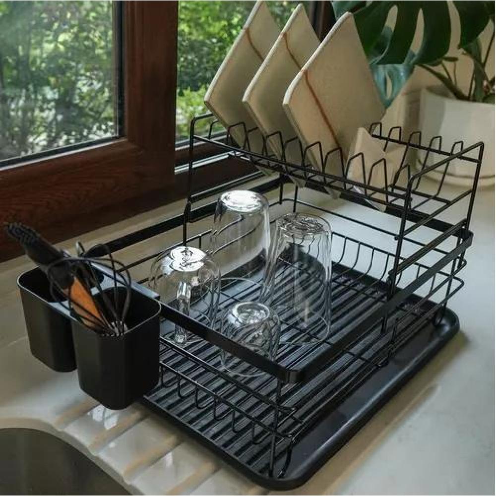 SIMPLIT ESCURRIDOR SECAPLATOS 2 NIVELES ACERO INOX COLOR NEGRO - 5