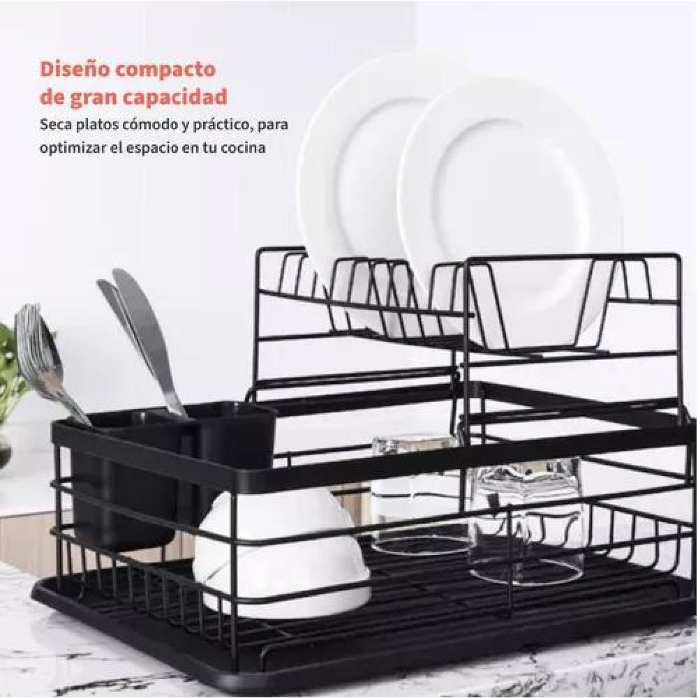 SIMPLIT ESCURRIDOR SECAPLATOS 2 NIVELES ACERO INOX COLOR NEGRO - 6