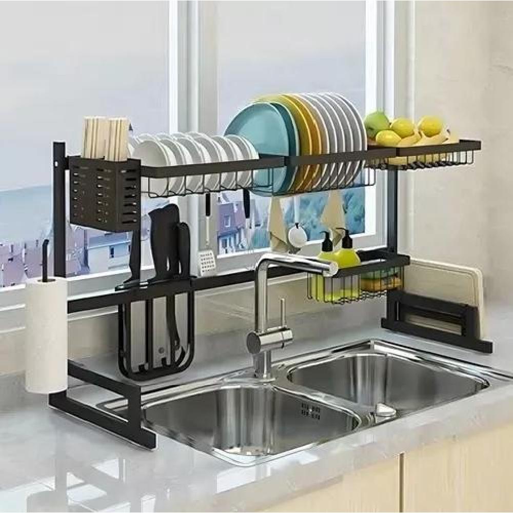 RACK ESCURRIDOR PARA PLATOS SECA VASOS 31.5CM X 85CM X 52CM 1 UNIDAD NEGRO - 2