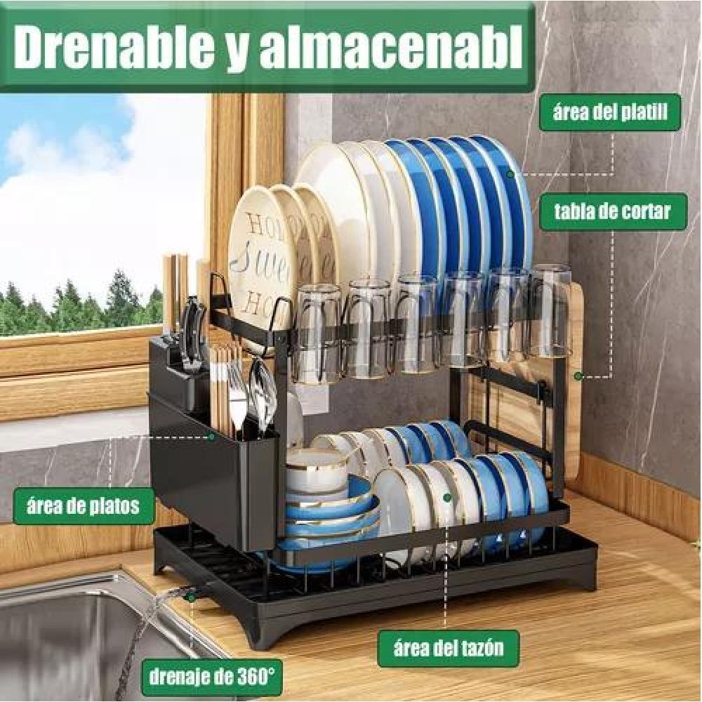 SECAPLATOS ESCURRIDOR SECADOR DE PLATOS2 NIVELES COCINA - 2