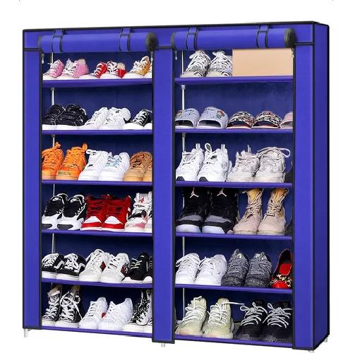 ZAPATERO ARMABLE 12 PISOS ORGANIZADOR CON FUNDA AZUL - 1