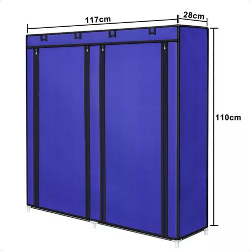 ZAPATERO ARMABLE 12 PISOS ORGANIZADOR CON FUNDA AZUL - 2