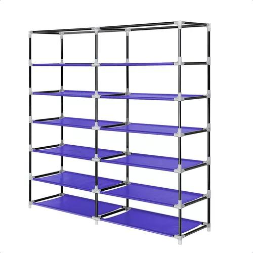 ZAPATERO ARMABLE 12 PISOS ORGANIZADOR CON FUNDA AZUL - 3