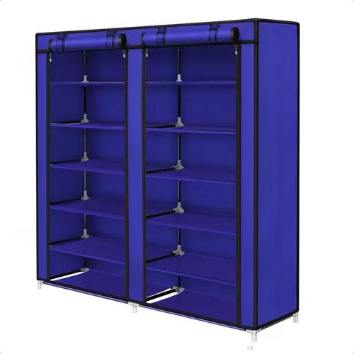ZAPATERO ARMABLE 12 PISOS ORGANIZADOR CON FUNDA AZUL - 4